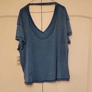Free People Deep Blue Short Sleeve Tee
